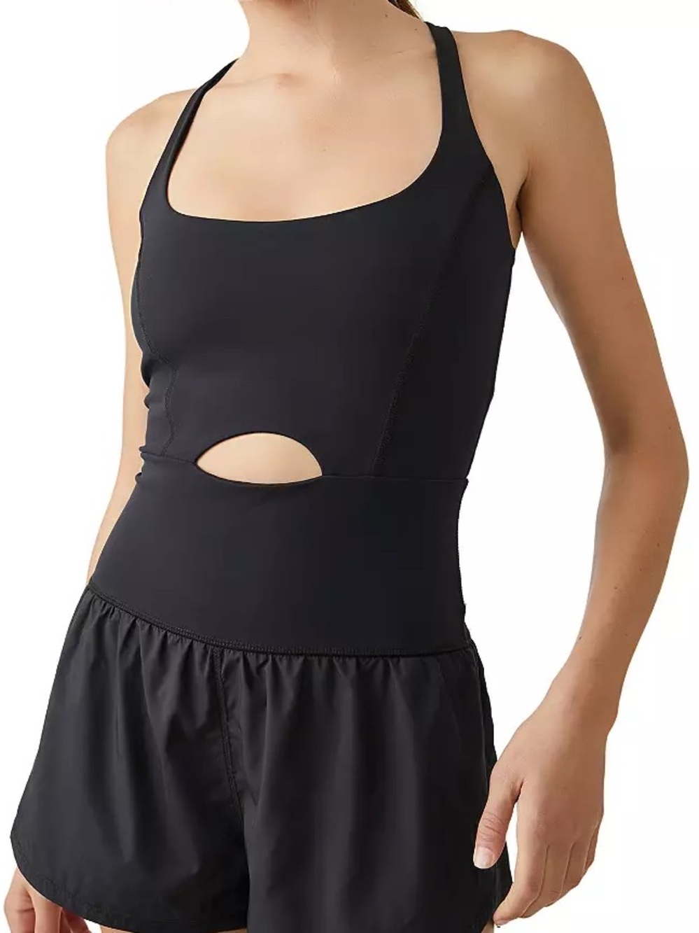 FP Movement by Free People Black Cutout Tank Sports Bodysuit